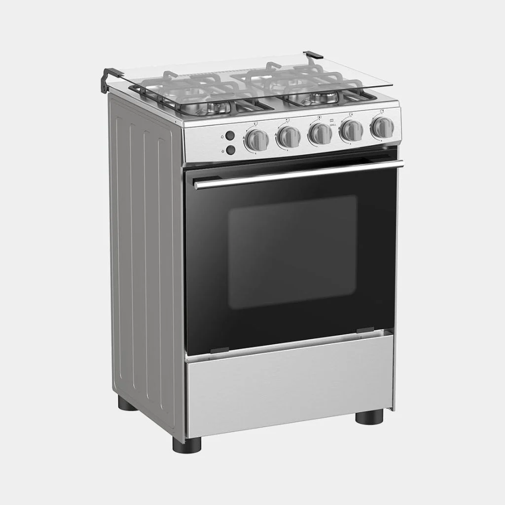hisense_free_standing_cooker_50_cm_4_burner_gas_silver_right_angle_view Hisense Free Standing Cooker 50 CM All Gas Burners - Image 2